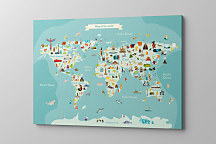 Obraz Mapa sveta so symbolmi štátov 1991